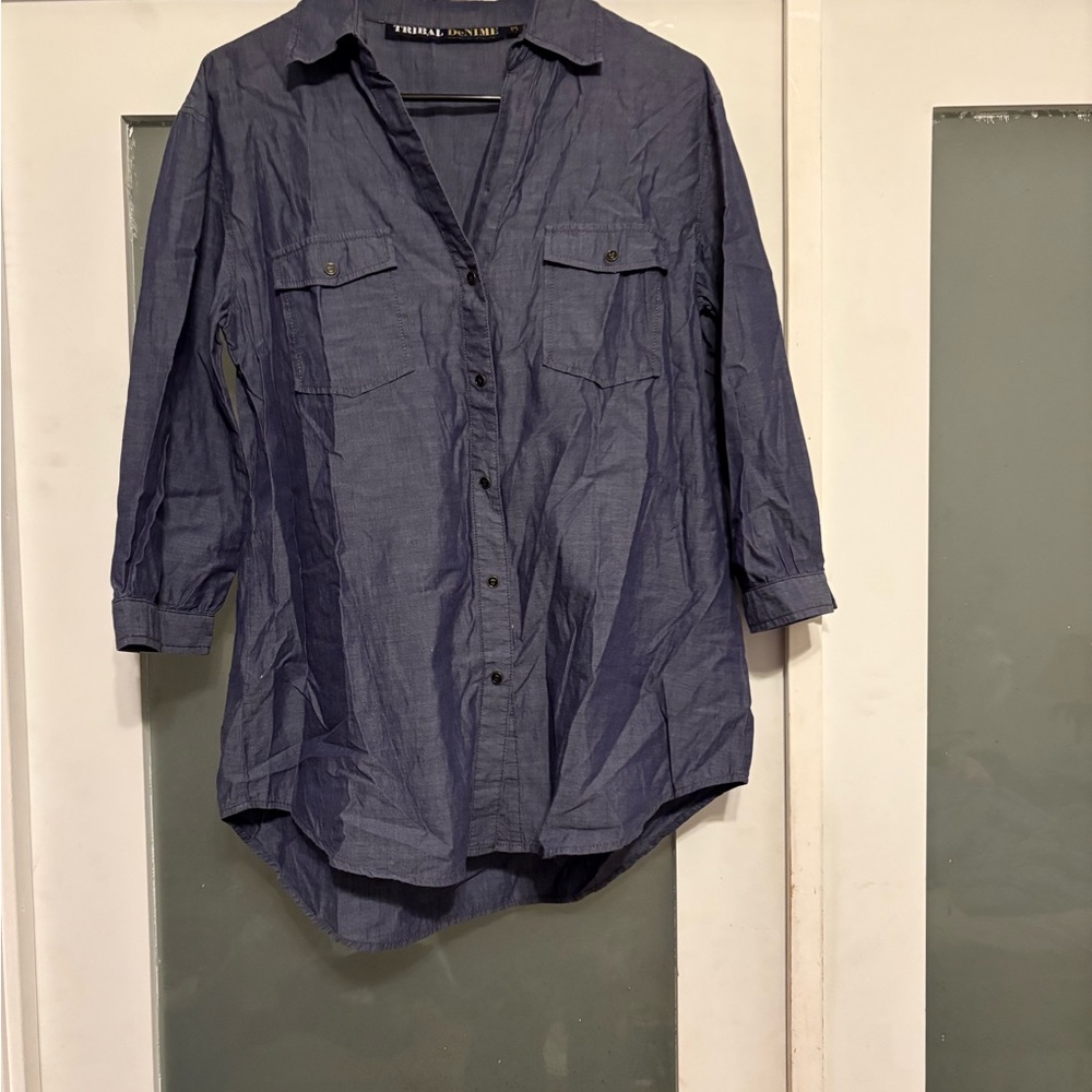 Women's Blue Button Down Shirt